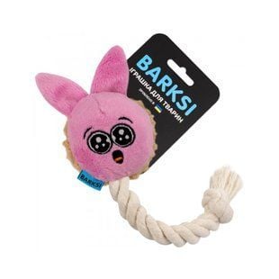 Игрушка для собак Barksi Эмодзи Зайка с пискавкой 11х7 см - розовый - masterzoo.ua