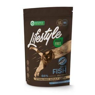 Cухой корм для кошек Nature's Protection Lifestyle Sterilised Adult Grain Free 400 г - белая рыба - masterzoo.ua