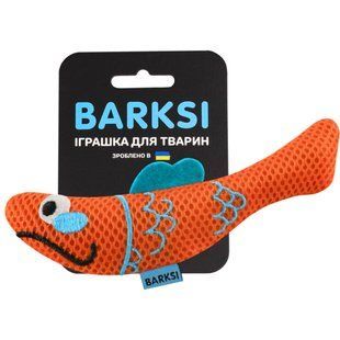 Игрушка для кошек Barksi Дентал Рыба с колокольчиком 17х6 см - оранжевый - masterzoo.ua