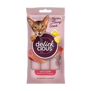 Ласощі для котів Delickcious Creamy Snack 60 г - курка та ананас - masterzoo.ua