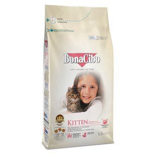 Сухой корм для котят BonaCibo Kitten 1,5 кг - курица, анчоусы и рис - masterzoo.ua