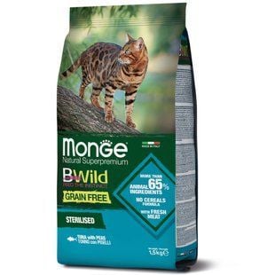 Сухой корм для кошек Monge Bwild Grain Free Sterilised 1,5 кг - тунец - masterzoo.ua