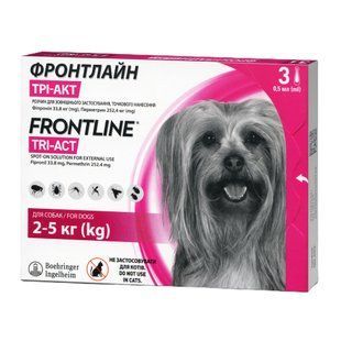 Краплі на холку для собак Boehringer Ingelheim Frontline Tri-Act від 2 до 5 кг, 1 шт - masterzoo.ua