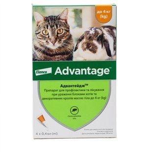 Капли на холку для кролей Elanco Bayer Advantage до 4 кг, 4 шт - rds - masterzoo.ua