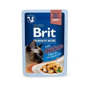 Влажный корм для кошек Brit Premium Delicate Fillets in Gravy Chicken for Sterilised 85 г - курица - masterzoo.ua