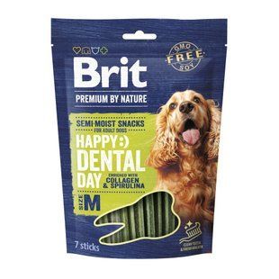 Лакомство для собак Brit Premium by Nature Dental Semi-moist Snacks M 180 г - коллаген и спирулина - masterzoo.ua