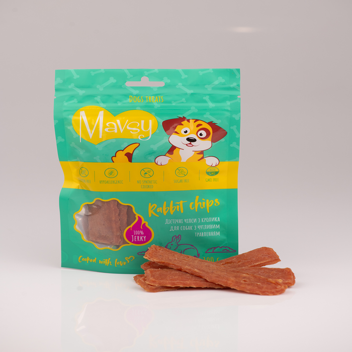 Ласощі для собак Mavsy Chips 100 г - кролик - masterzoo.ua