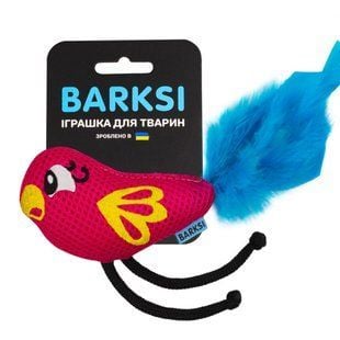 Игрушка для кошек Barksi Дентал Попугай с колокольчиком 11х8 см - розовый - masterzoo.ua
