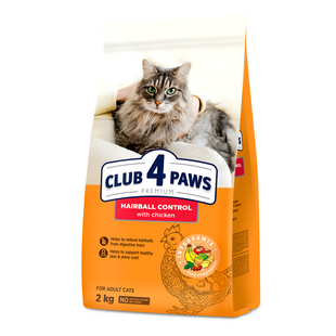 Сухий корм для котів Club 4 Paws Premium Hairball Control 2 кг - курка - masterzoo.ua