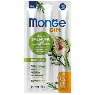 Лакомство для кошек Monge Gift Hairball 15 г - семга и артишок - masterzoo.ua