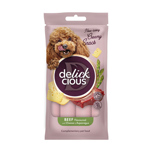 Ласощі для собак Delickcious Creamy Snack 60 г - яловичина, сир та спаржа - masterzoo.ua