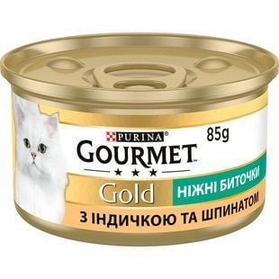 Вологий корм для котів Gourmet Gold 85 г - індичка та шпинат - masterzoo.ua