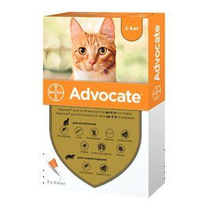 Капли на холку для котов Elanco Bayer Advocate до 4 кг, 1 шт - masterzoo.ua