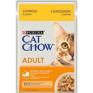 Вологий корм для котів Cat Chow Adult 85 г - курка та цукіні - masterzoo.ua