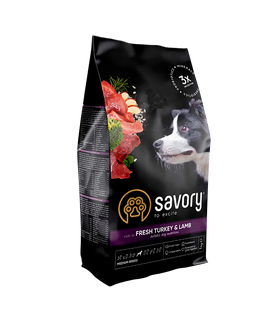 Cухий корм для собак Savory Medium Breed 1 кг - індичка та ягня - masterzoo.ua