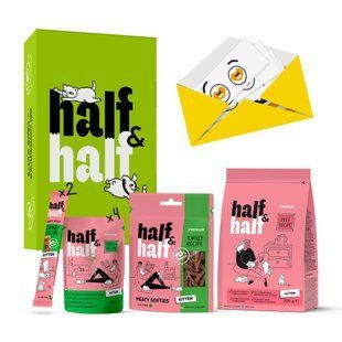 Набір кормів та ласощів для кошенят Half&Half Здоровий ріст і розвиток 760 г - асорті - masterzoo.ua