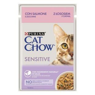 Вологий корм для котів Cat Chow Sensetive Adult 85 г - лосось та кабачок - masterzoo.ua
