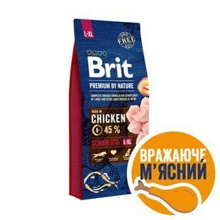 Сухой корм для собак Brit Premium Dog Senior L+XL 15 кг - курица - masterzoo.ua