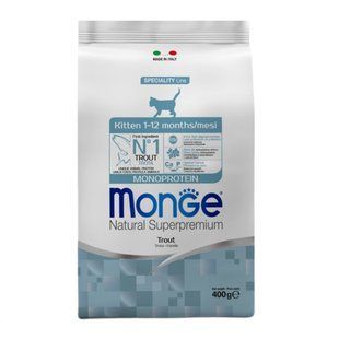 Cухой корм для котят Monge Monoprotein Kitten 400 г - форель - masterzoo.ua